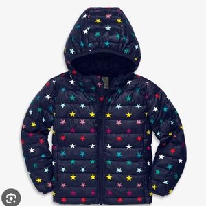 Primary Rainbow Star Patterned Puffer Jacket